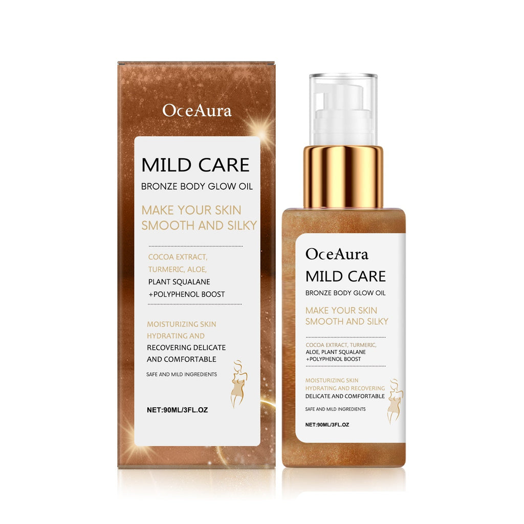 OceAura Antikbronze Körperschimmeröl, Schimmernde Antikbronze Flüssigkeit, Roségold Highlighteröl, Wasserfestes Feuchtigkeitsspendendes Massageöl.