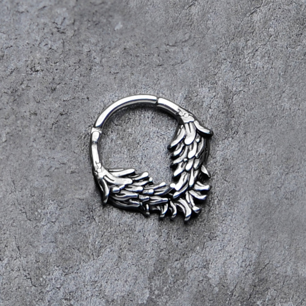 16G 3/8 Angelic Wings Hinged Segment Ring