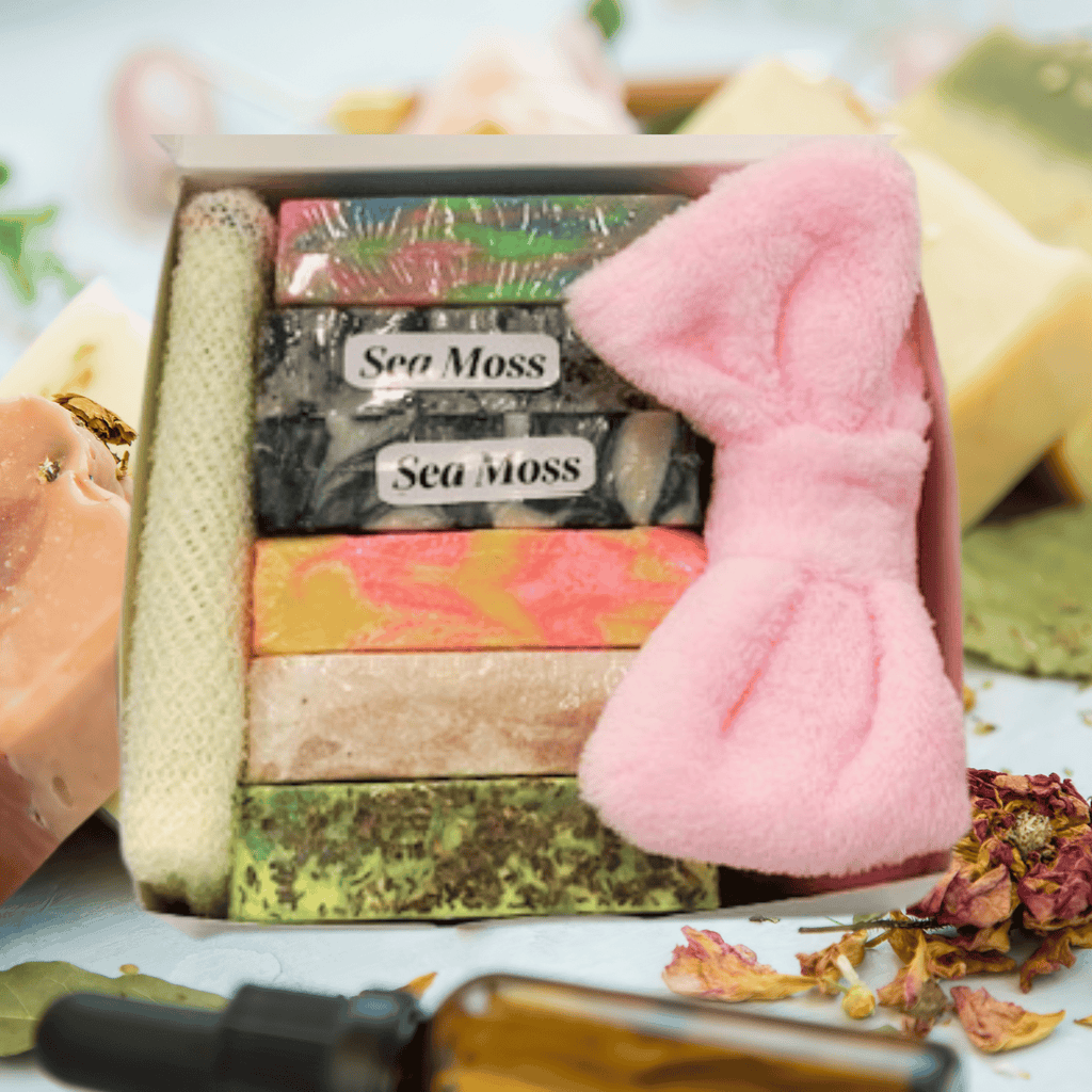 Nourish and Lather| 6 Natural Bar Soap Gift Box in Assorted Scents with Soap Pouch