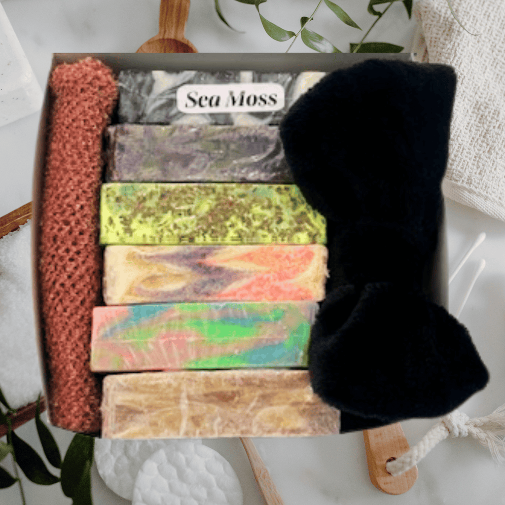 Nourish and Lather| 6 Natural Bar Soap Gift Box in Assorted Scents with Soap Pouch