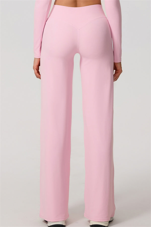 The Nestle Long Sleeve Crop Top Straight Leg Pants 2-Piece Set