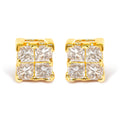 10KT Yellow Gold Princess Diamond Stud Earring (1/4 cttw, J-K Color, I1-I2 Clarity)