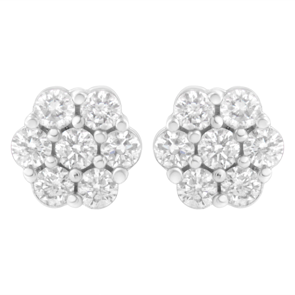 14KT White Gold 1 cttw Diamond Composite Stud Earrings (I-J, SI2-I1)