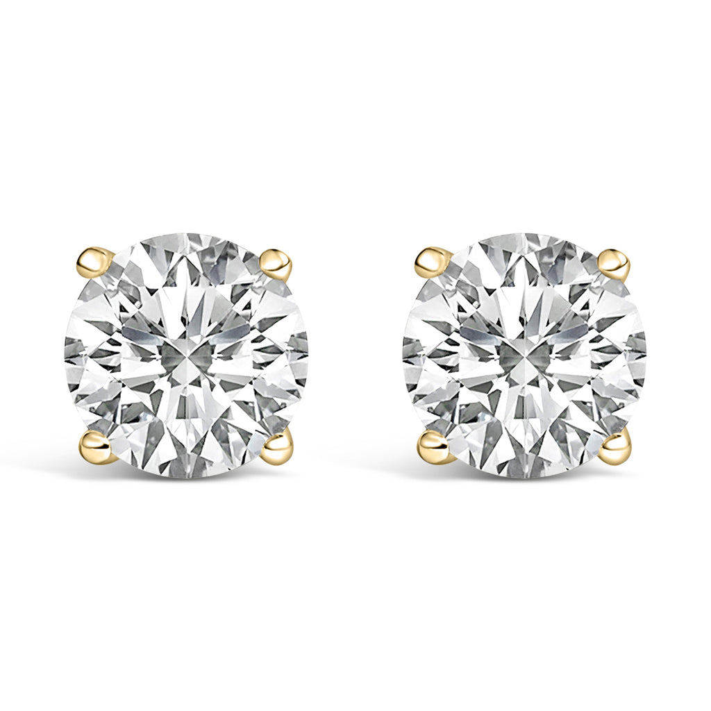 14K White Gold 4.0 Cttw Round Lab Grown Diamond Solitaire Stud Earrings with Screw Backs