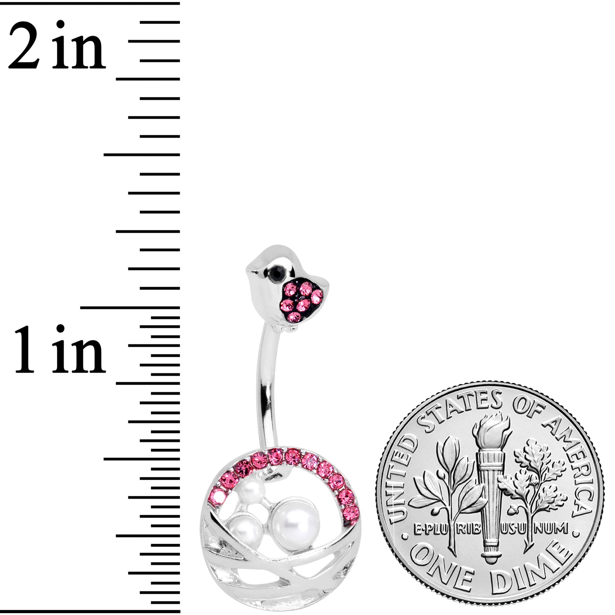 Pink Gem Chick Basket of Eggs Belly Ring