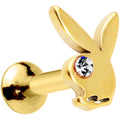 16G 1/4 Licensed Playboy Clear CZ Gold Hue Internal Thread Labret