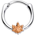 16G 3/8 Rose Gold Tone Fall Autumn Leaf Cartilage Clicker