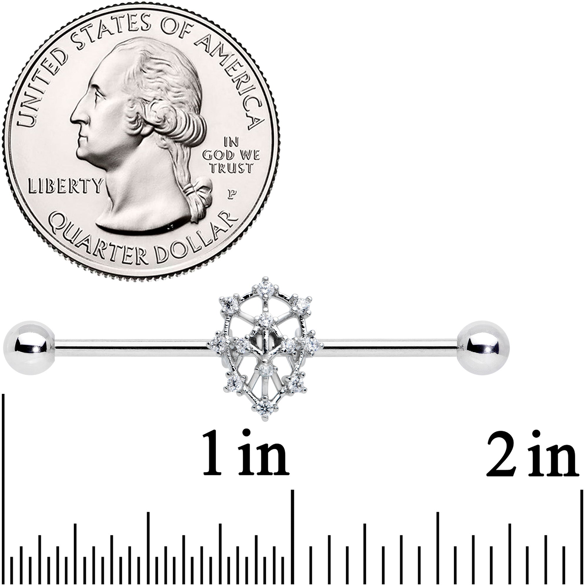 14G Clear CZ Gem Constellation Industrial Barbell 38mm