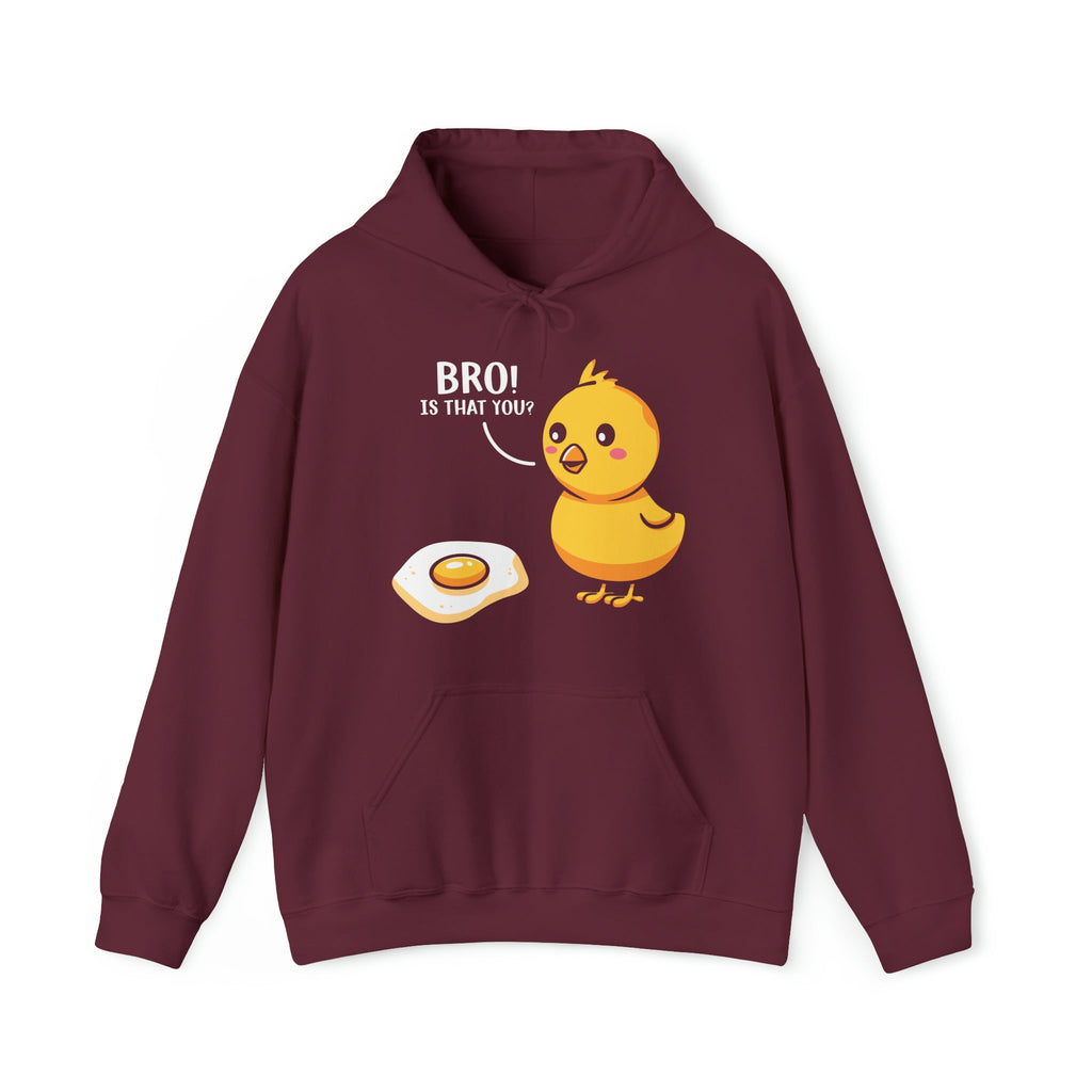 "DirkyThreadz 'Bro! Is That You?' Hoodie - Skurriles Cartoon-Küken- und Eier-Design"