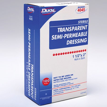 DUKAL Transparent Dressing, 2" x 2.75", Box of 100 Dressings
