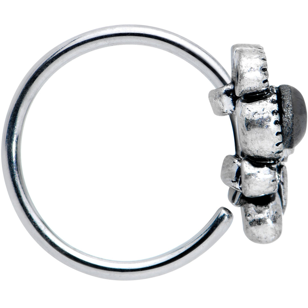 20G 5/16 Black Gem Abstract Bow Nose Hoop