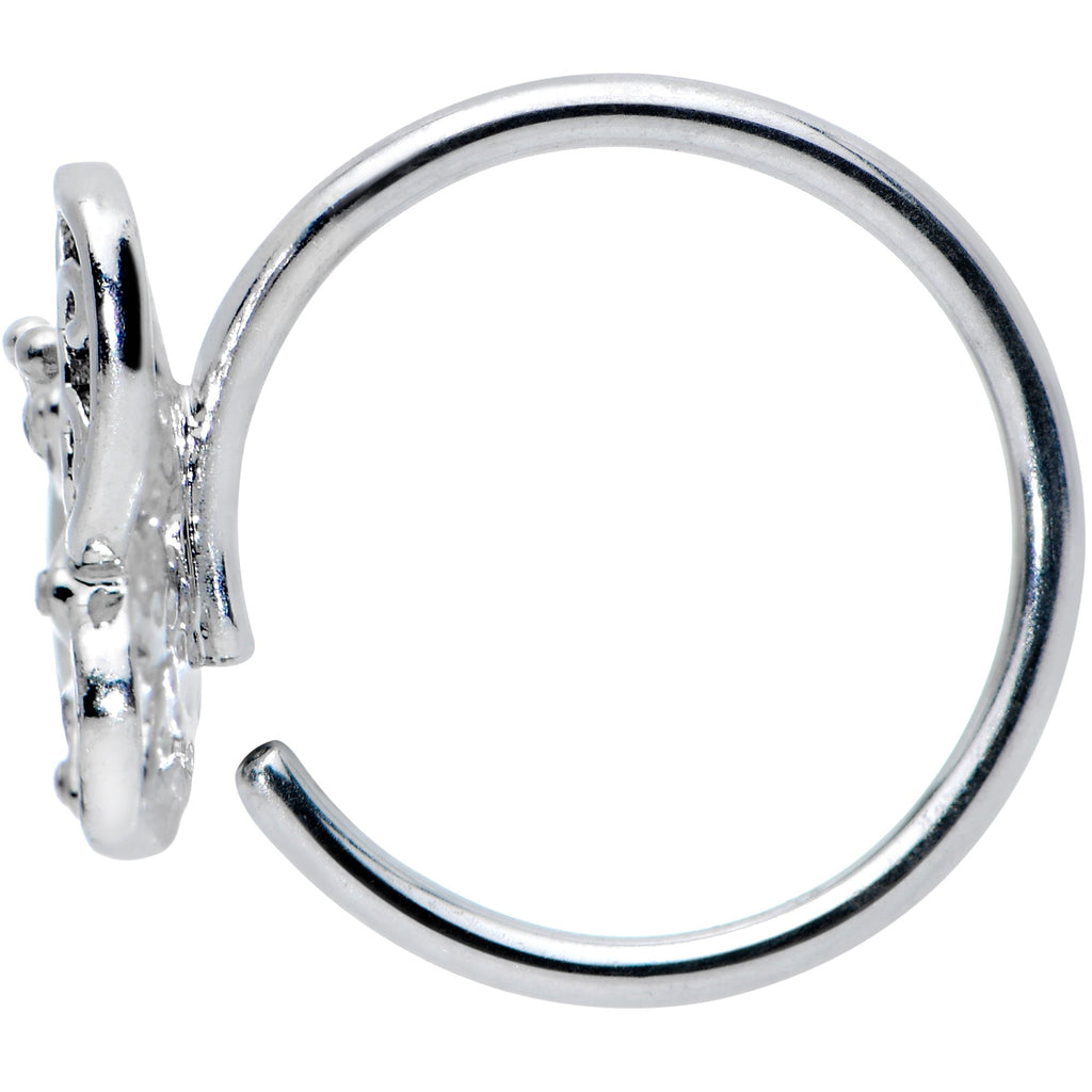 20G 5/16 Pink Gem Lacy Butterfly Nose Hoop