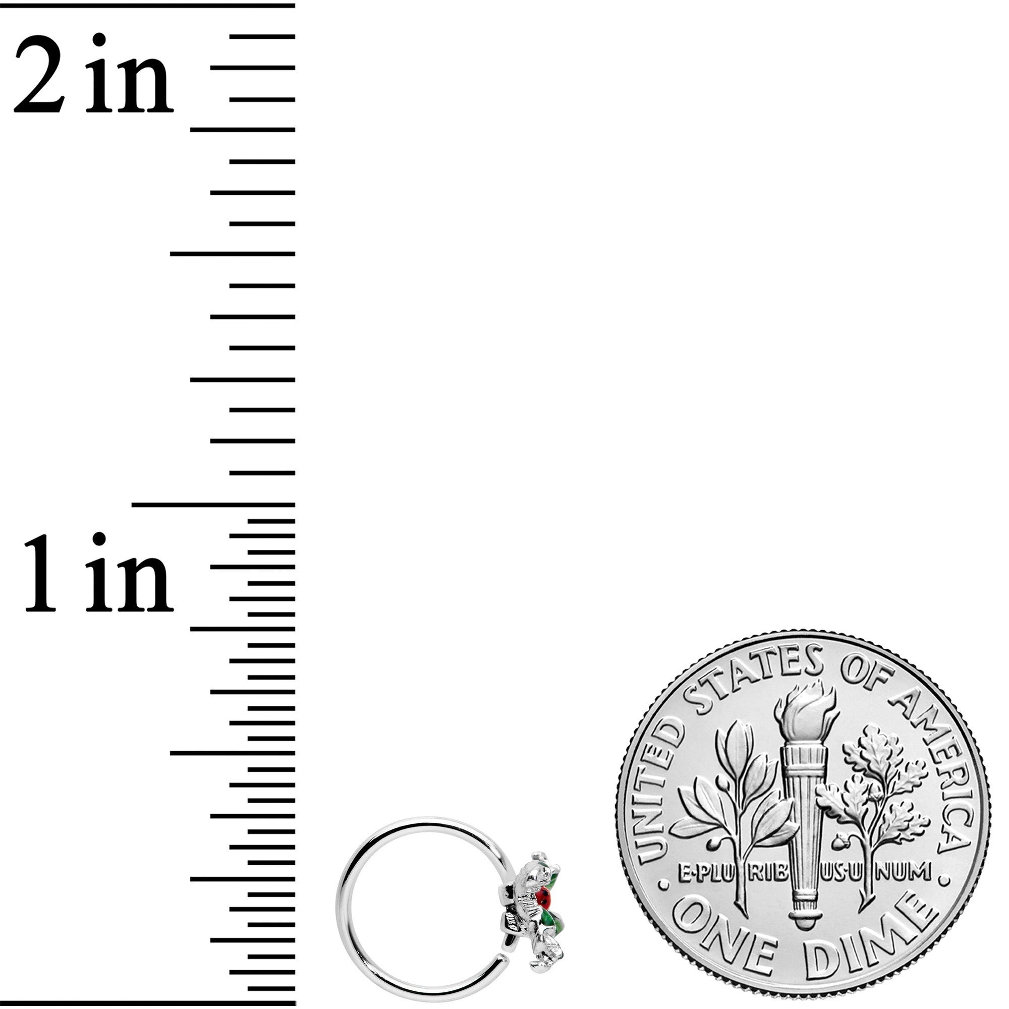 20G 5/16 Tiny Ladybug Leaves Nose Hoop