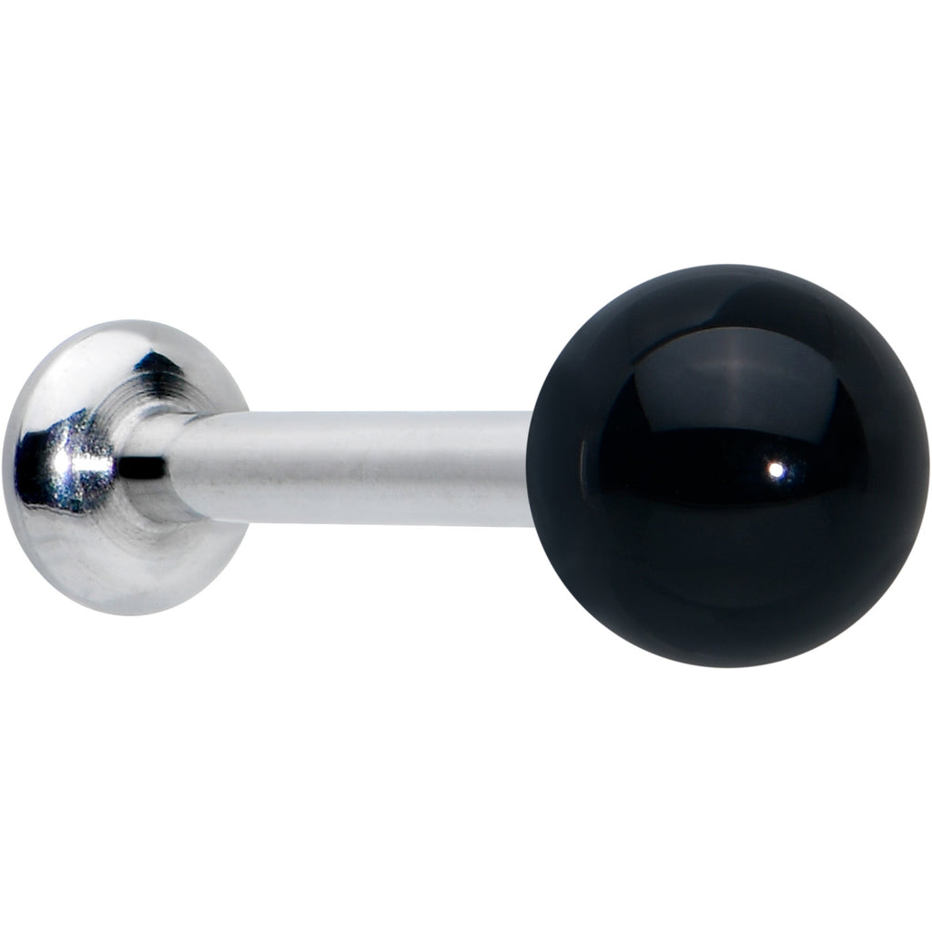 16G 5/16 Elegant Black Agate Internally Threaded Labret Tragus