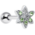 16G 1/4 Green Gem Texture Loopy Pot Leaf Cartilage Tragus Earring