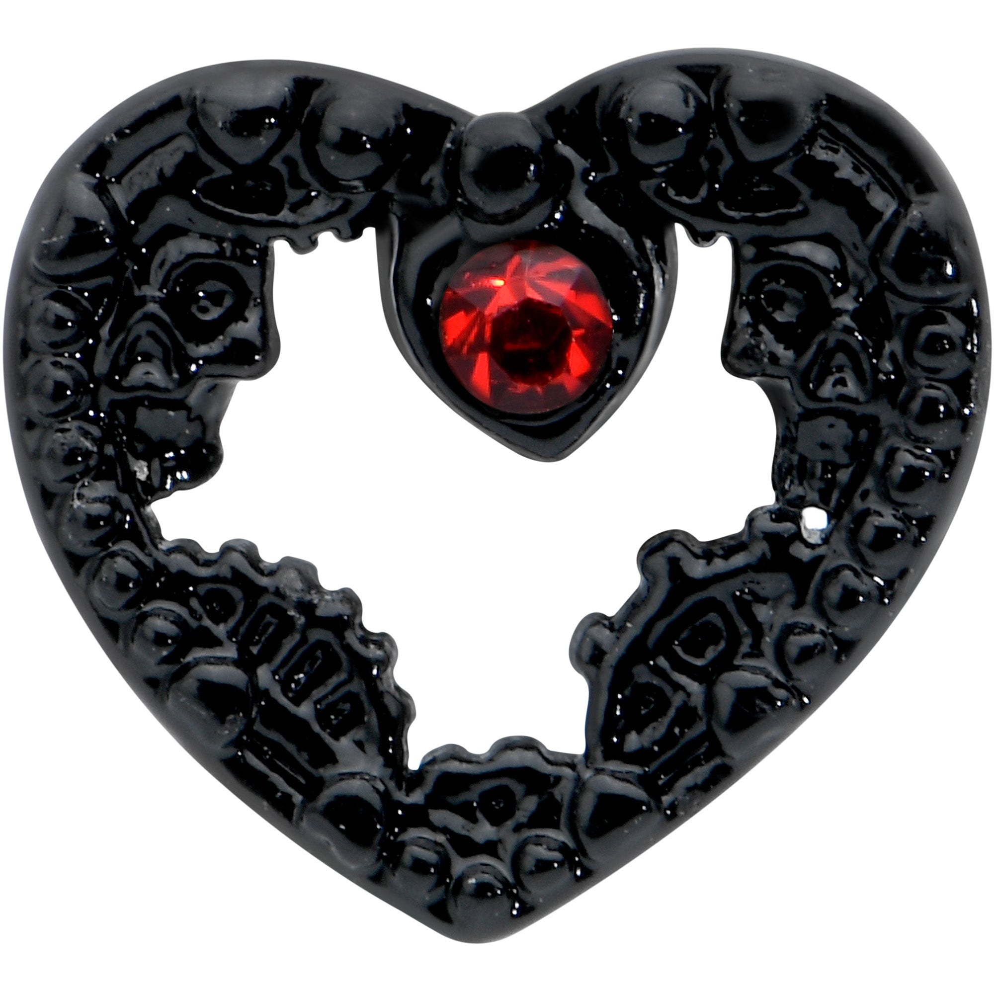 16G 5/16 Red Gem Black Steampunk Skull Labret Monroe Tragus