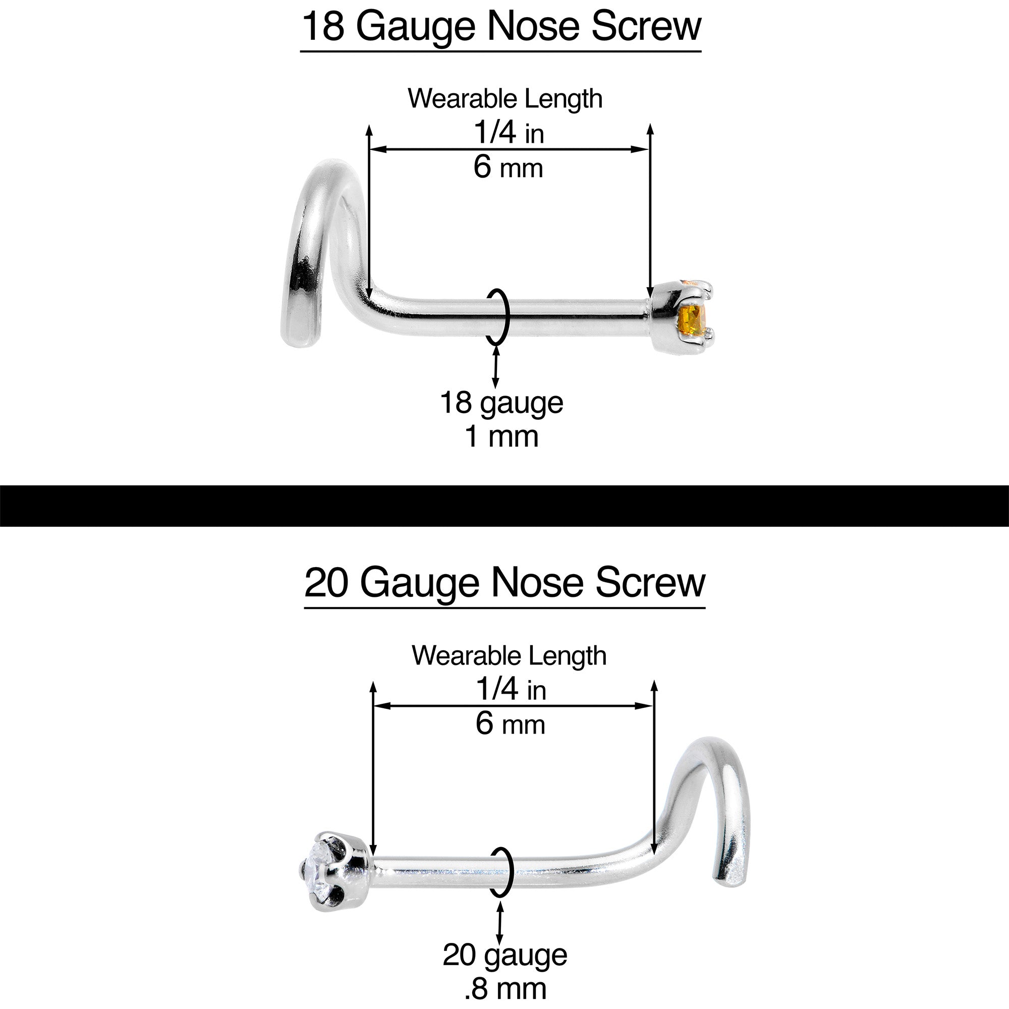 20G 7mm Gold Tone Stylish Key Left Side Nose Screw