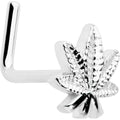 20G 1/4 Texture Pot Leaf L Shape Nose Ring