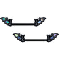 14G 9/16 Black Subtle Bat Barbell Nipple Ring Set