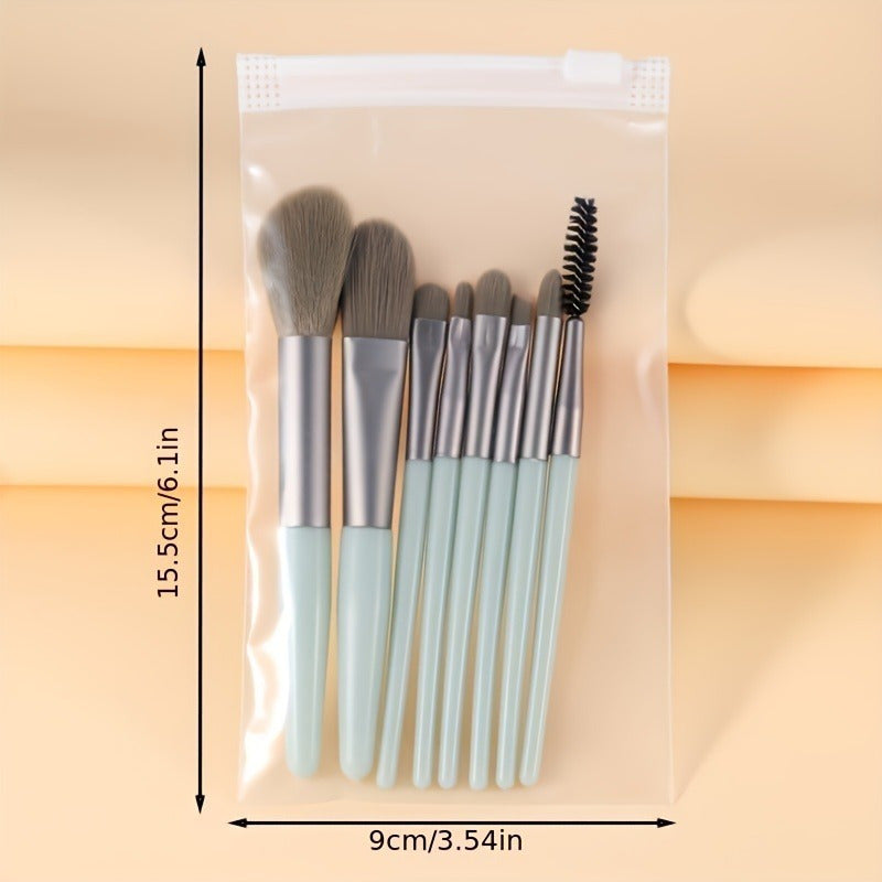 Ein Set mit 8 tragbaren Make-up-Pinseln, geeignet für Concealer, Foundation, weiche Borsten, Augen-Make-up-Tools, Mini-Set für Anfänger, tragbare Beauty-Tools