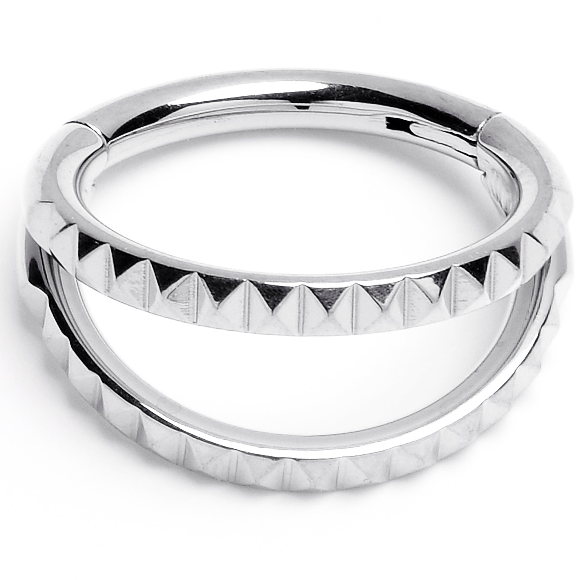 16G 5/16" 316L Steel Double Spike Precision Hinged Segment Ring