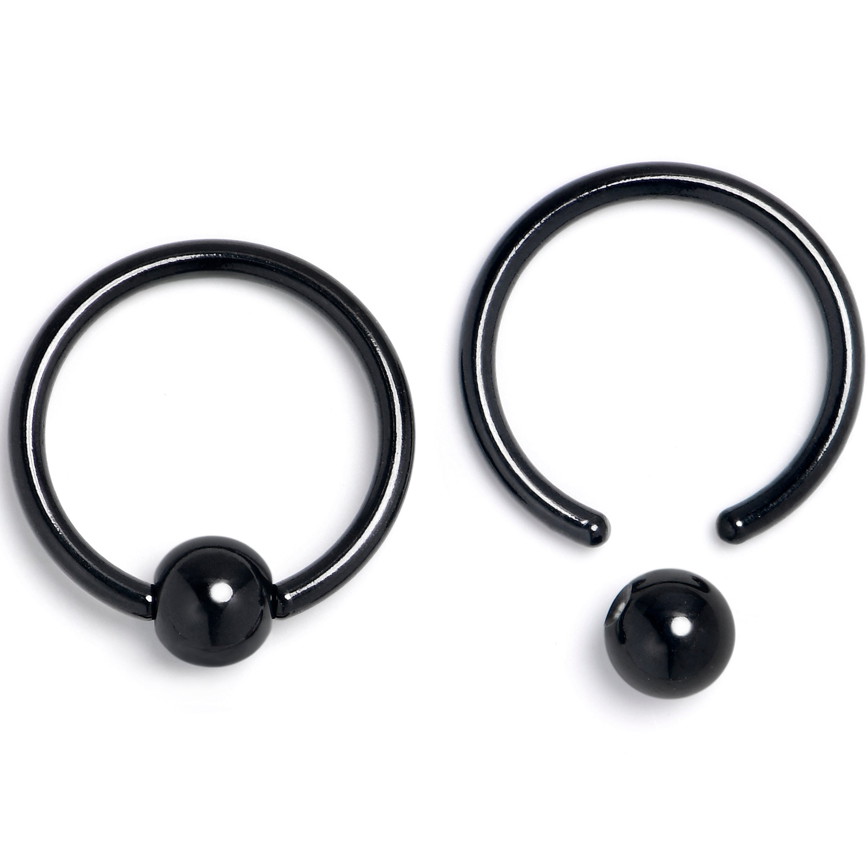 16G 3/8 Black Skull Crossbones Pink BCR Captive Ring Set of 4
