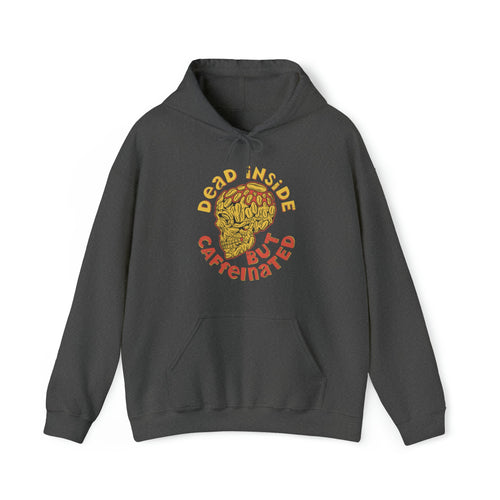 "DirkyThreadz 'Dead Inside But Caffeinated' Hoodie - Bold Coffee Lover's Statement