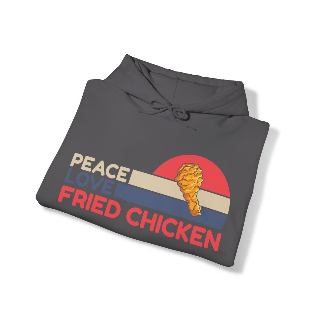 "DirkyThreadz 'Peace Love Fried Chicken' Hoodie – Kühnes und Verspieltes Comfort-Food-Design"
