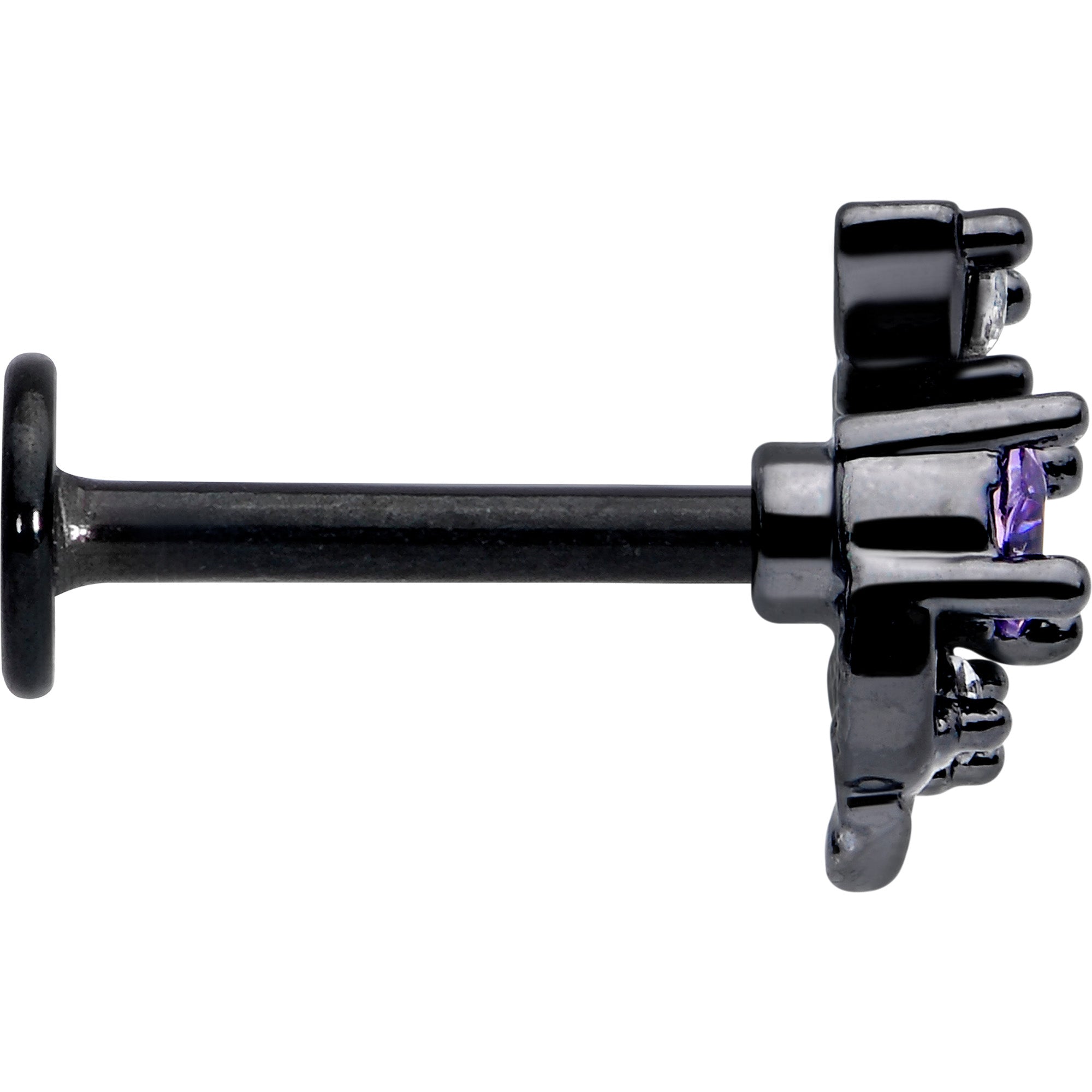 16G 5/16 Purple Clear Gem Black Twining Vine Labret Monroe Tragus