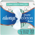 Always Pure Cotton Size 3 with FlexFoam Overnight Extra Heavy Flow Pads with Wings