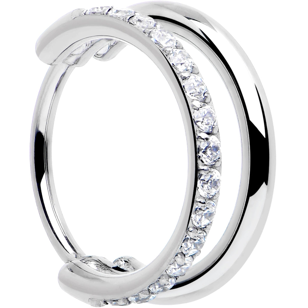 Single Row Micro Gem Implant Grade Titanium Hinged Double Hoop Nose Ring