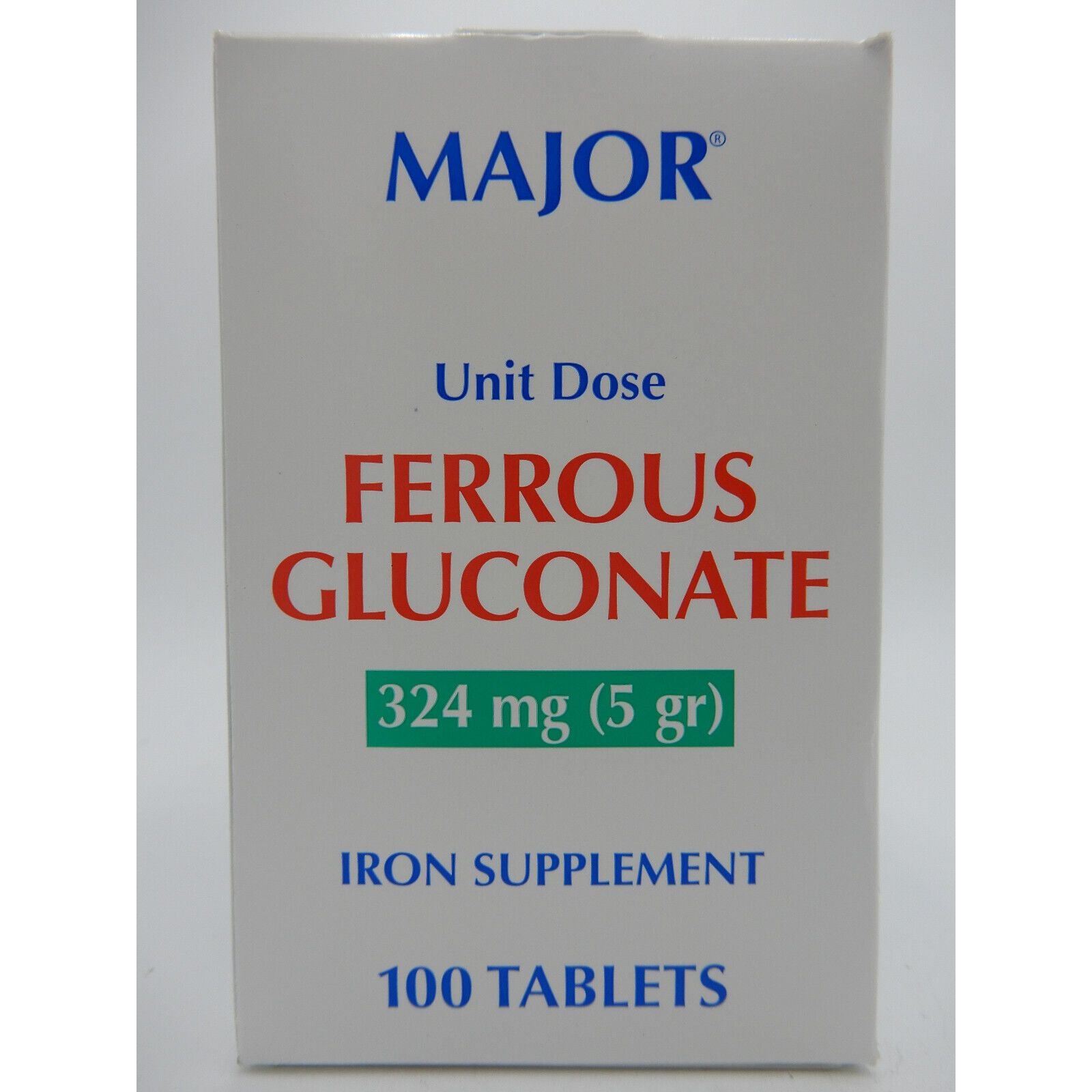 Major Ferrous Gluconate 324 Mg (5 Gr), 100 Unit DoseTablets 820555019001VL