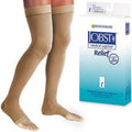 Jobst Relief Thigh High W/ Silicone Band, Open Toe 20-30 mmHg Beige