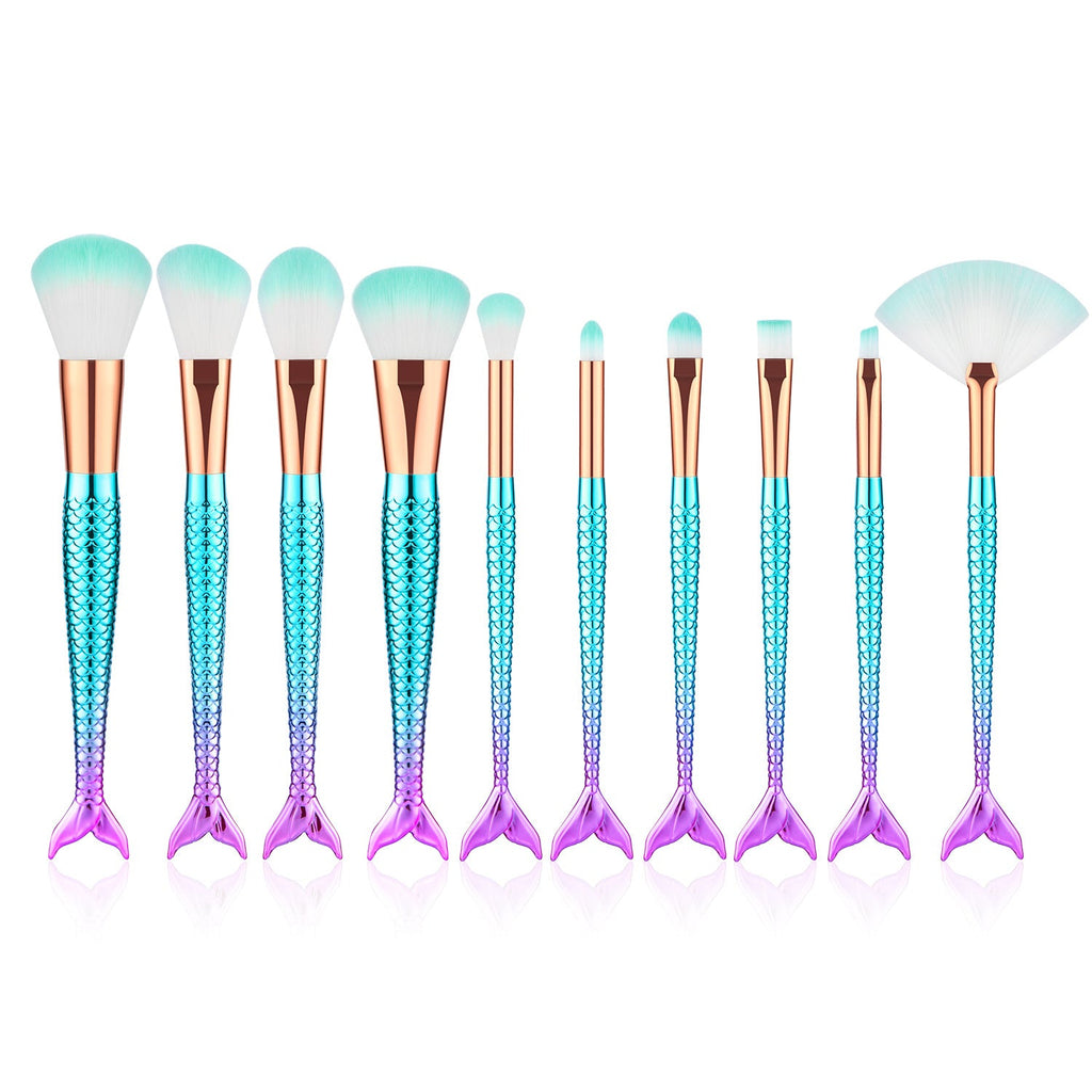 Gradient-Galvanisierter Meerjungfrauen-Make-up-Pinsel Make-up-Tool-Set