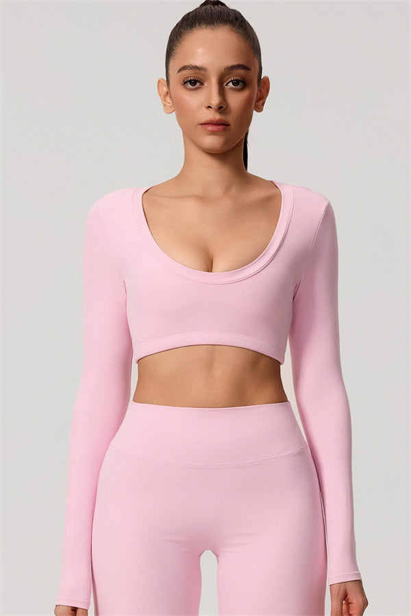 The Nestle Long Sleeve Crop Top Straight Leg Pants 2-Piece Set