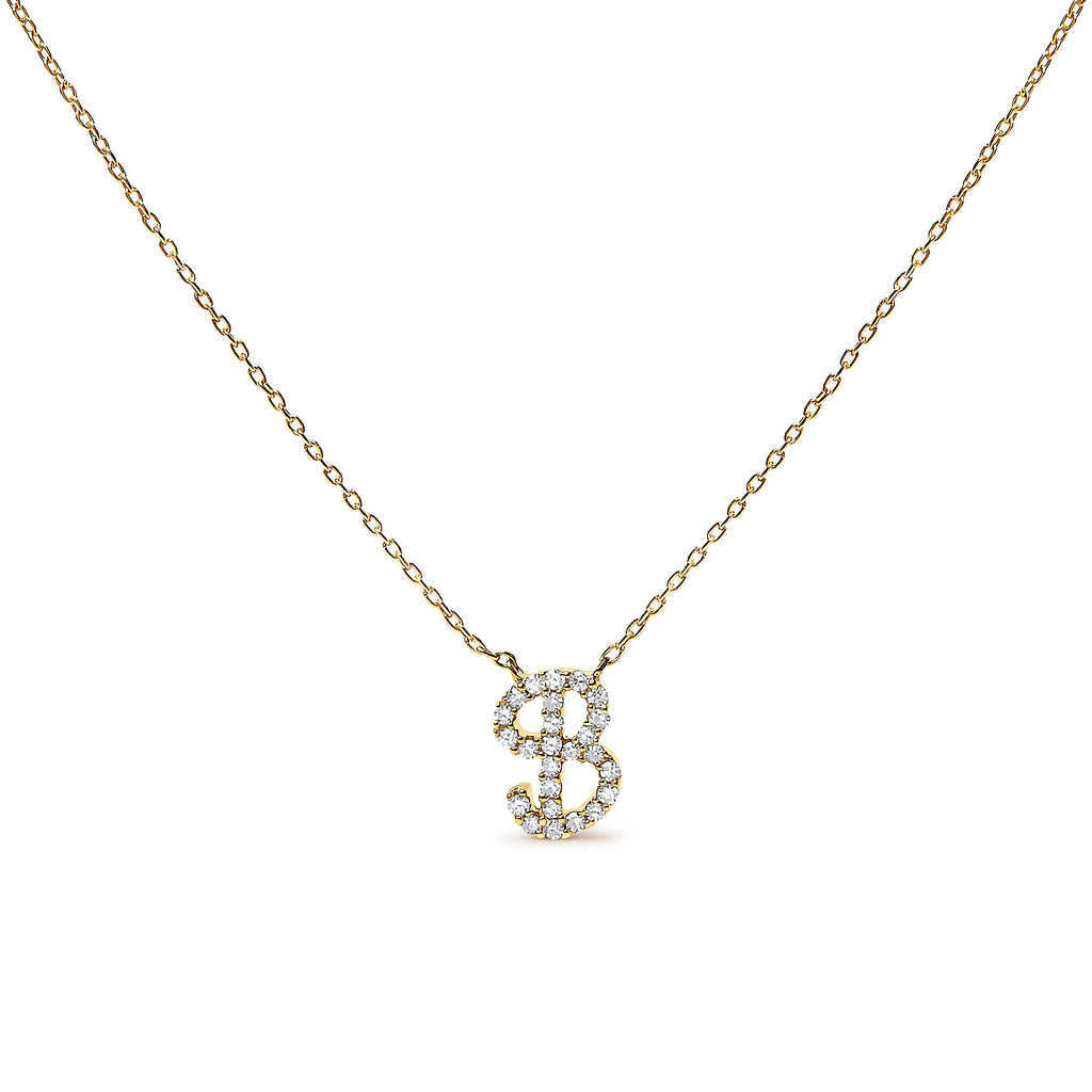 10K White Gold Diamond Accent "A" Initial Script Style Pendant Necklace