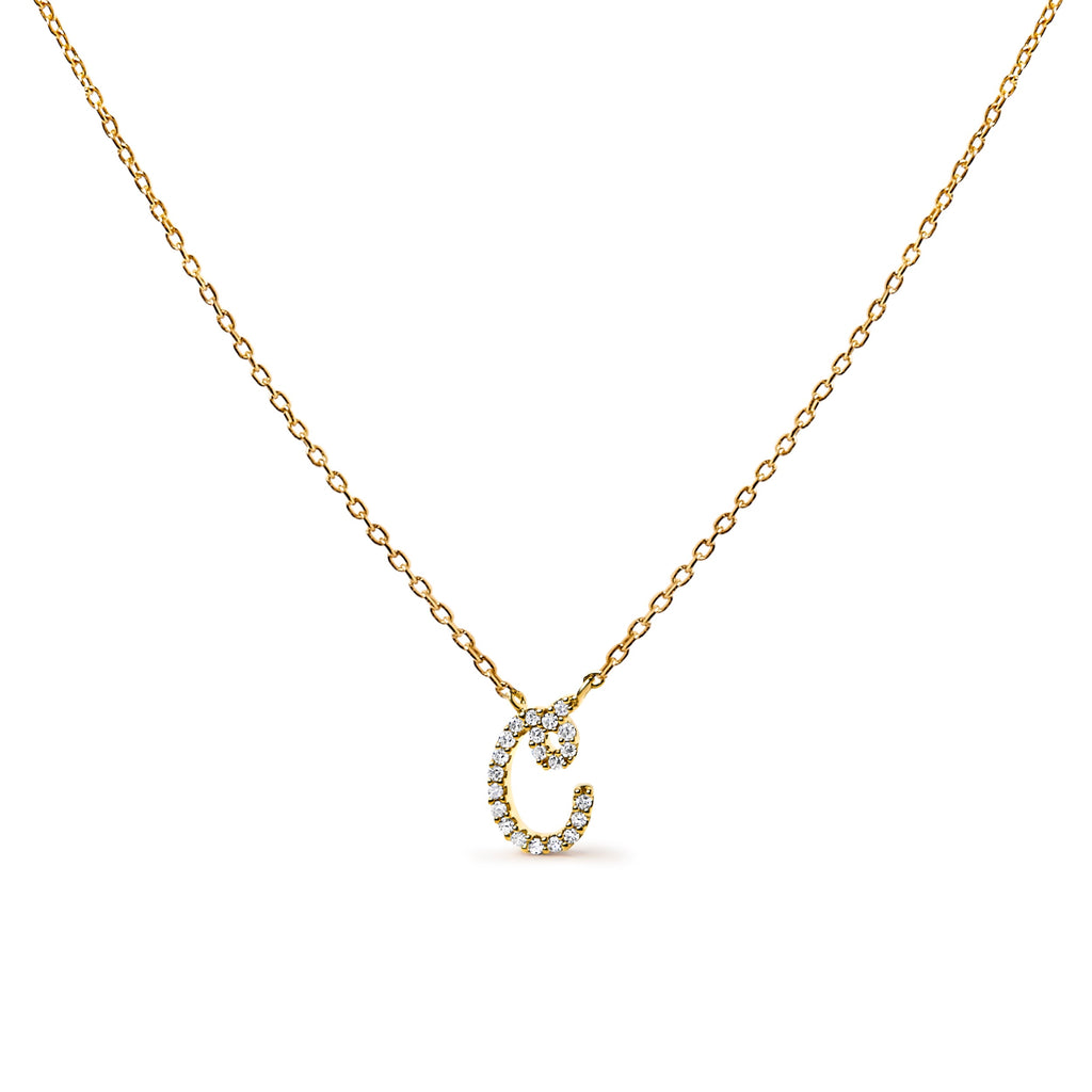 10K White Gold Diamond Accent "A" Initial Script Style Pendant Necklace