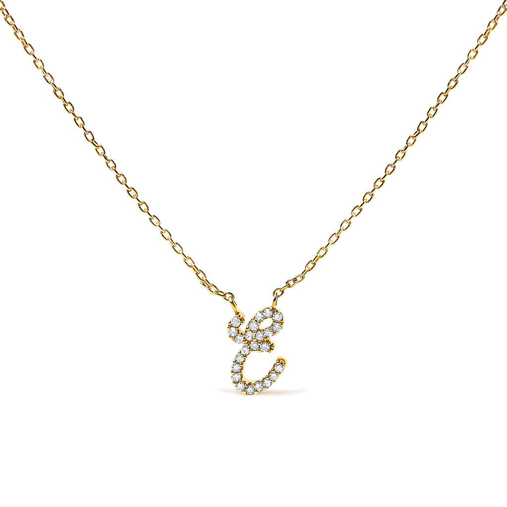 10K White Gold Diamond Accent "A" Initial Script Style Pendant Necklace