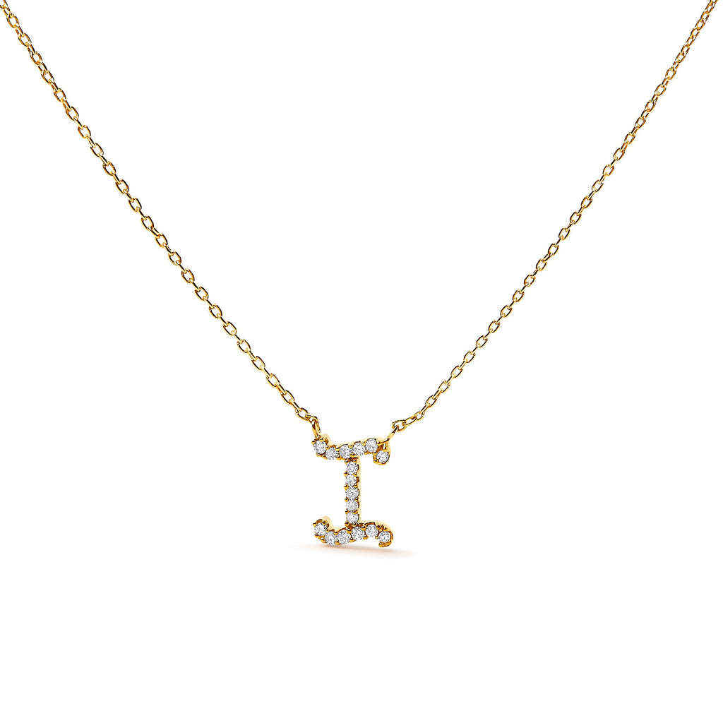 10K White Gold Diamond Accent "A" Initial Script Style Pendant Necklace