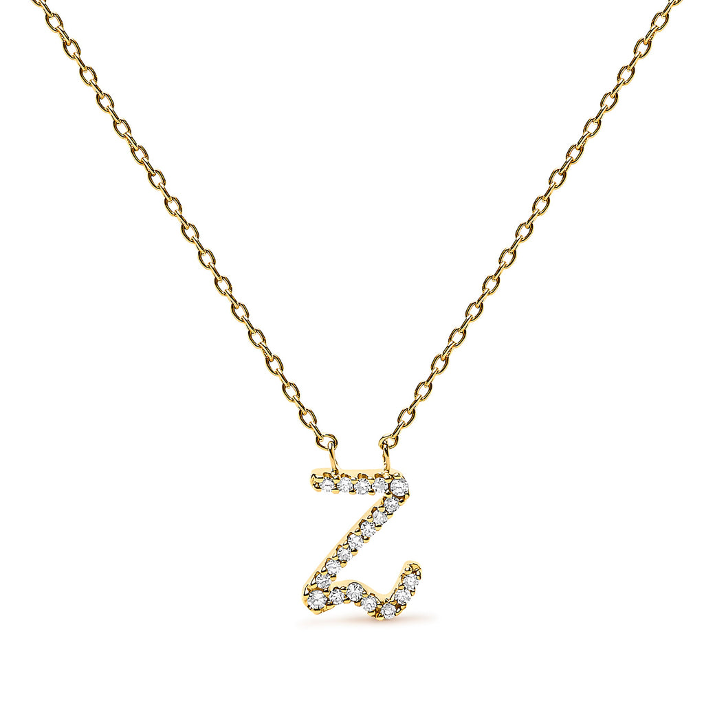 10K White Gold Diamond Accent "A" Initial Script Style Pendant Necklace