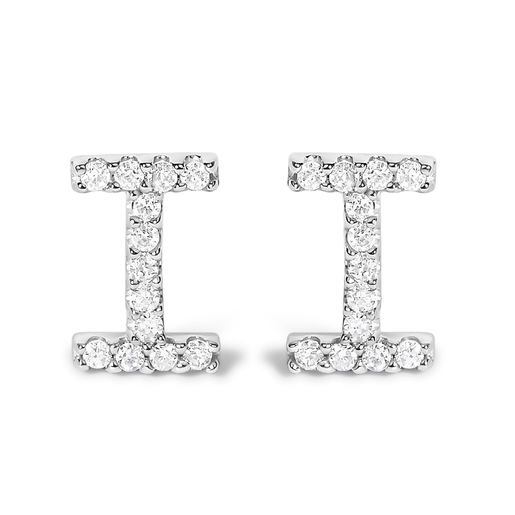 10K White Gold 1/10 Cttw Diamond Initial â€œAâ€ Stud Earring