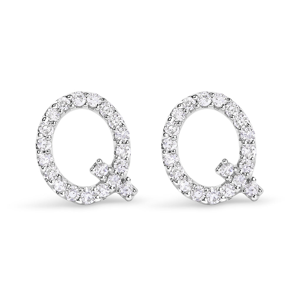 10K White Gold 1/10 Cttw Diamond Initial â€œAâ€ Stud Earring