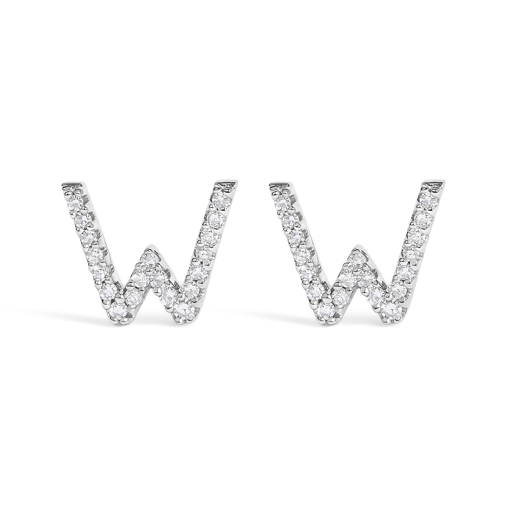 10K White Gold 1/10 Cttw Diamond Initial â€œAâ€ Stud Earring
