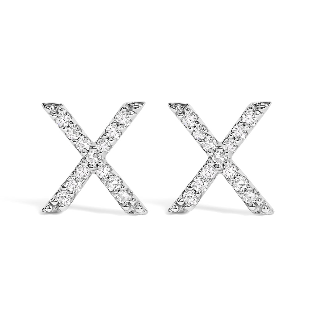 10K White Gold 1/10 Cttw Diamond Initial â€œAâ€ Stud Earring