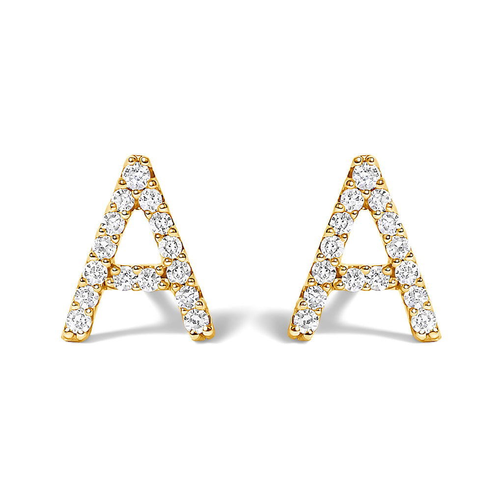 10K White Gold 1/10 Cttw Diamond Initial â€œAâ€ Stud Earring