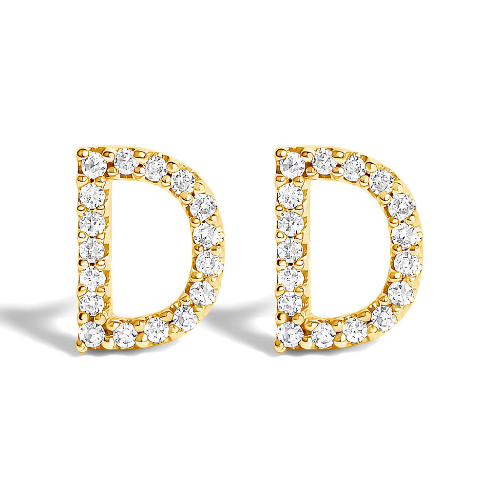 10K White Gold 1/10 Cttw Diamond Initial â€œAâ€ Stud Earring