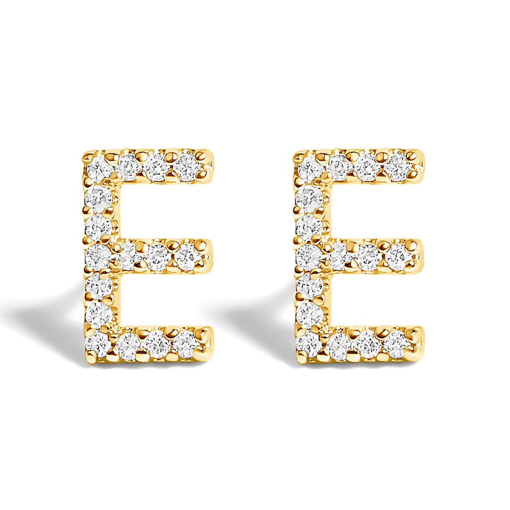 10K White Gold 1/10 Cttw Diamond Initial â€œAâ€ Stud Earring