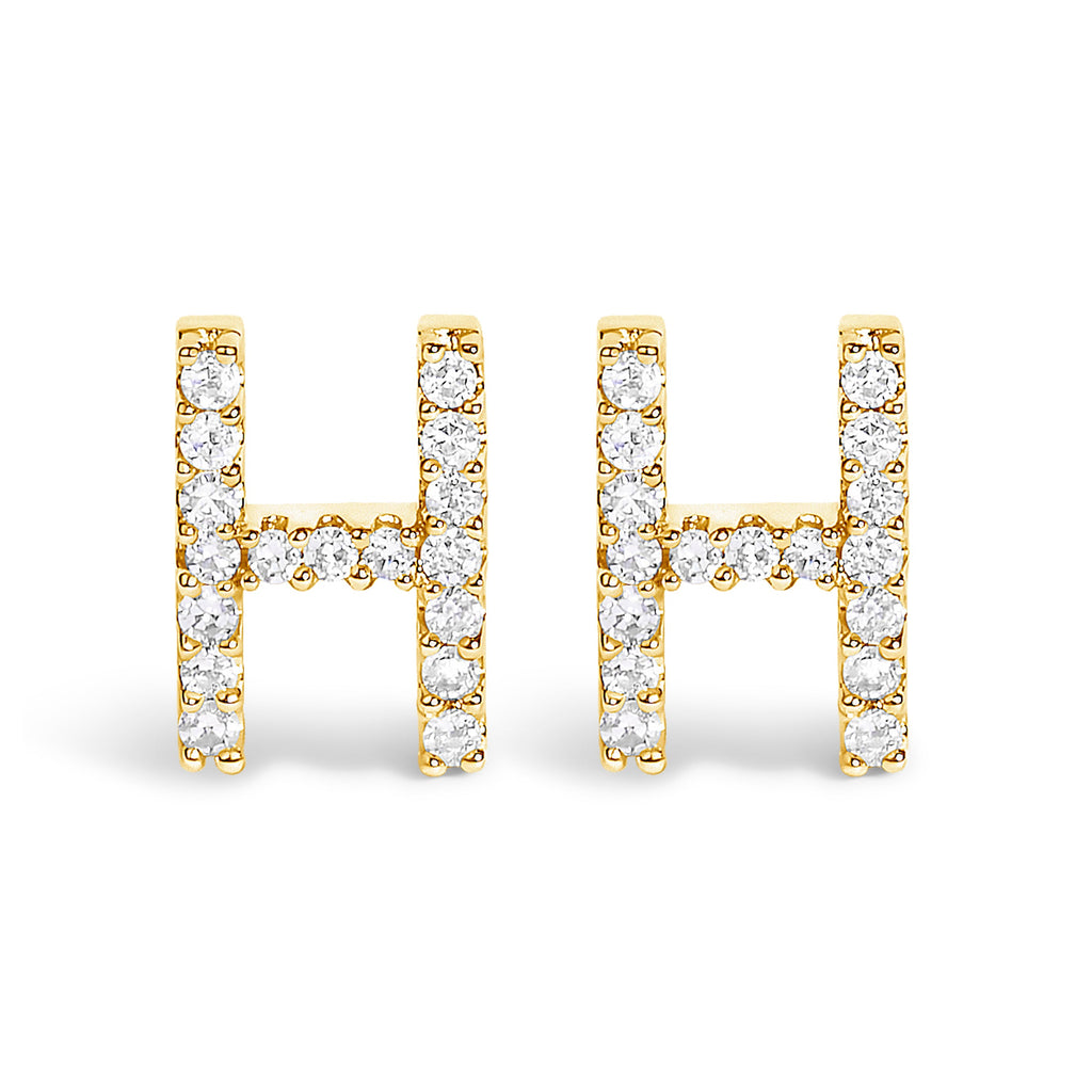 10K White Gold 1/10 Cttw Diamond Initial â€œAâ€ Stud Earring