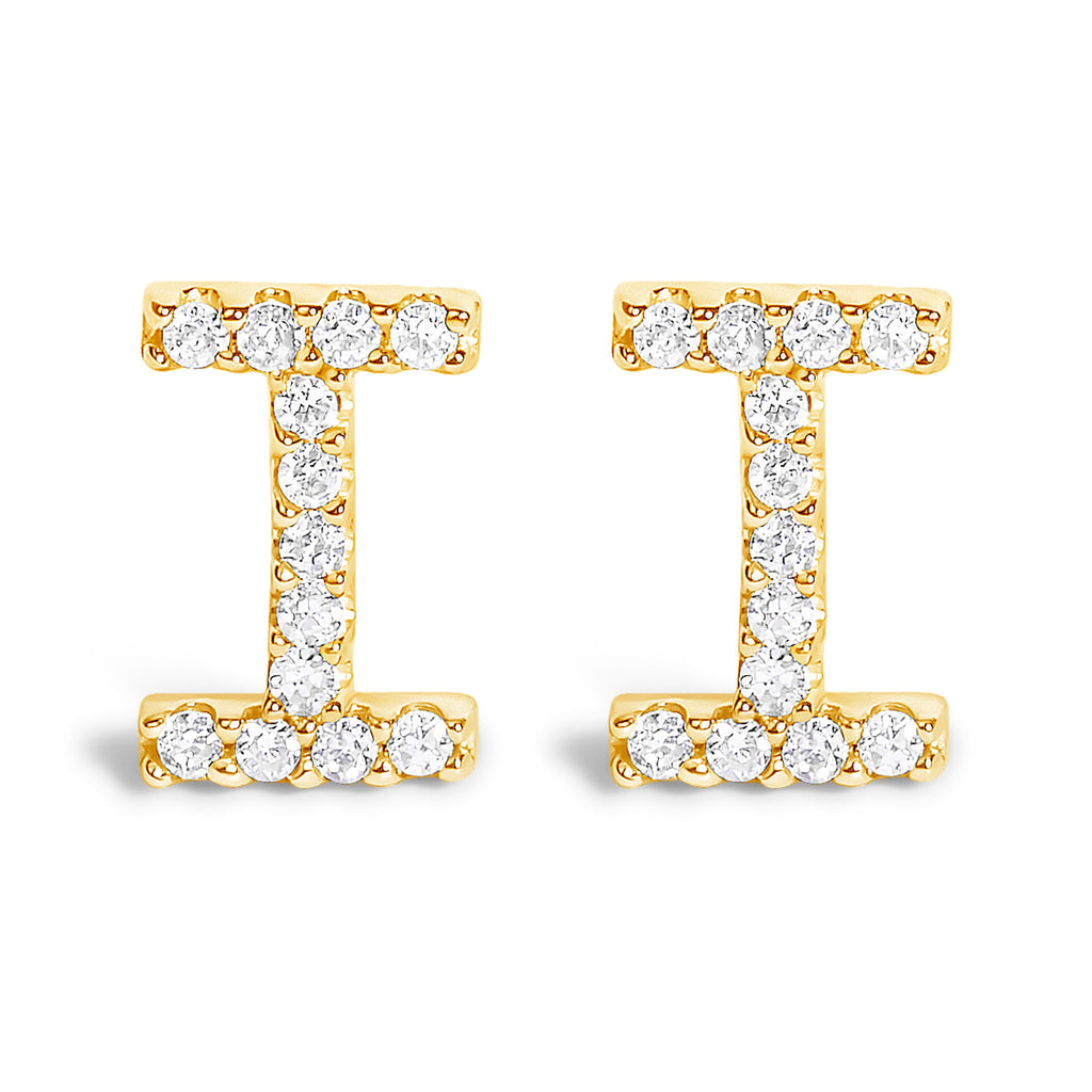 10K White Gold 1/10 Cttw Diamond Initial â€œAâ€ Stud Earring