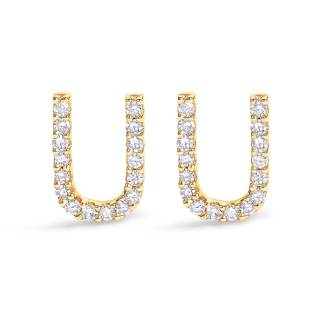 10K White Gold 1/10 Cttw Diamond Initial â€œAâ€ Stud Earring